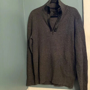 Banana Republic men’s sweater - large- quarter zip - wool blend - sheep leather
